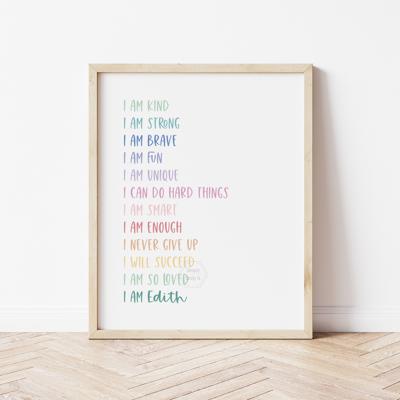 Personalized Positive Affirmations Art Print | Multiple Colors and Sizes