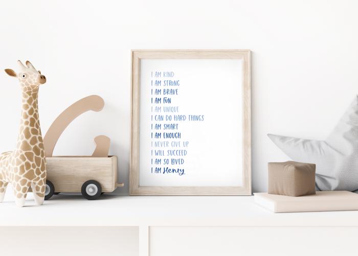 Personalized Positive Affirmations Art Print | Multiple Colors and Sizes