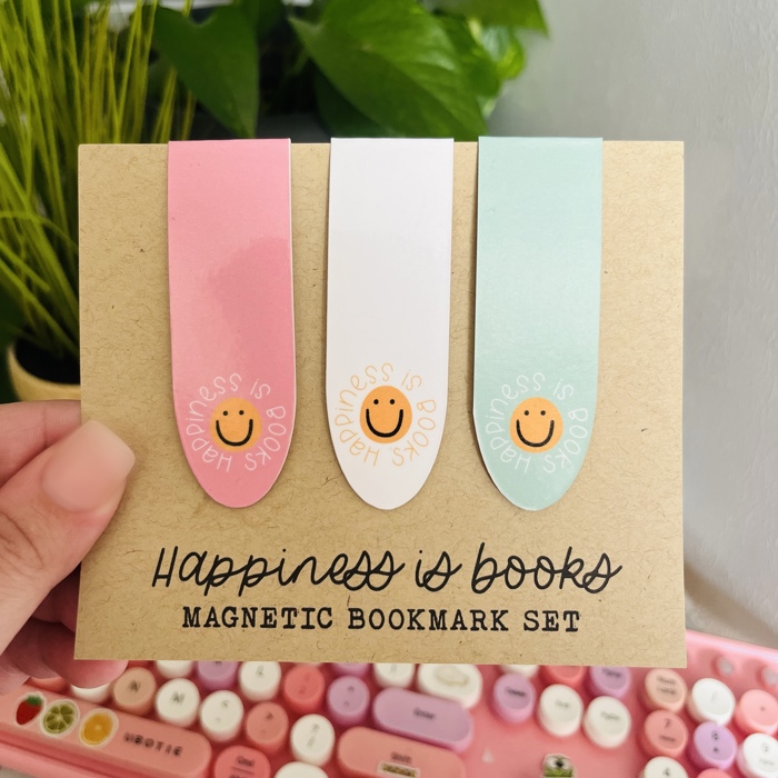 Happiness is Books | Magnetic Bookmarks | Set of 3