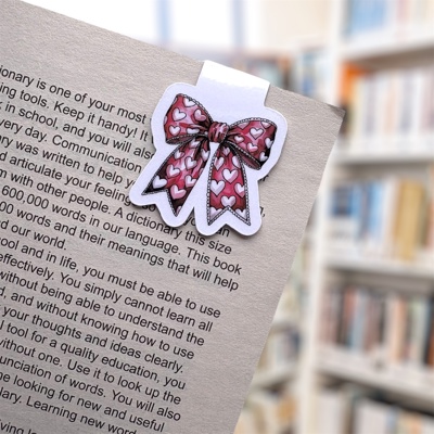 Red and Pink Heart Bow | Magnetic Bookmark