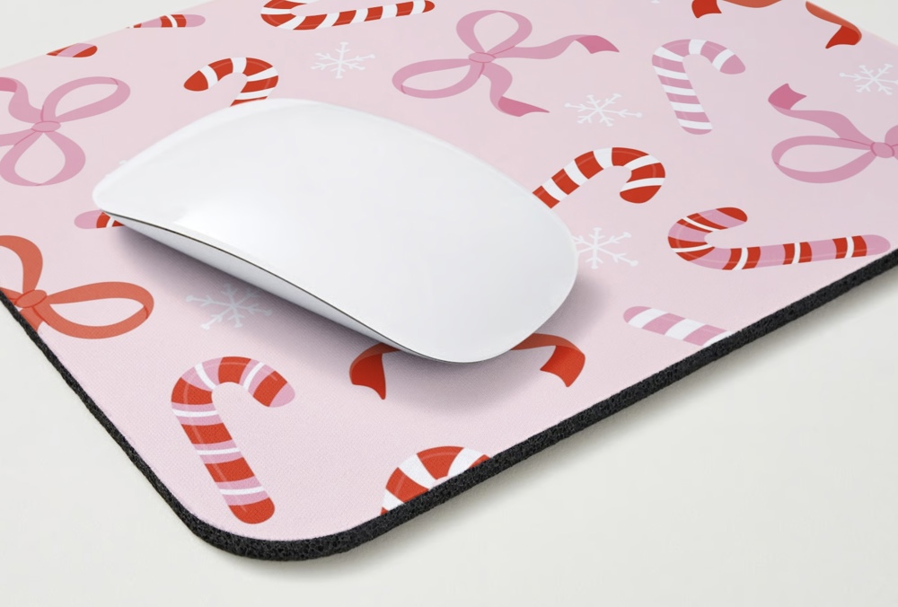 Candy Cane And Bow Mouse Pad