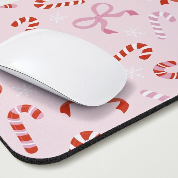 Candy Cane And Bow Mouse Pad