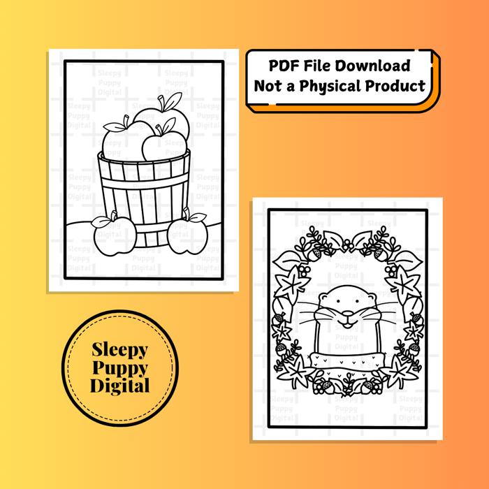Fall Coloring Pages | Digital PDF File Download | 12 Fall Themed Coloring Pages