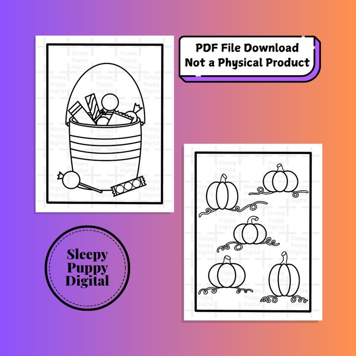 Fall Coloring Pages | Digital PDF File Download | 12 Fall Themed Coloring Pages
