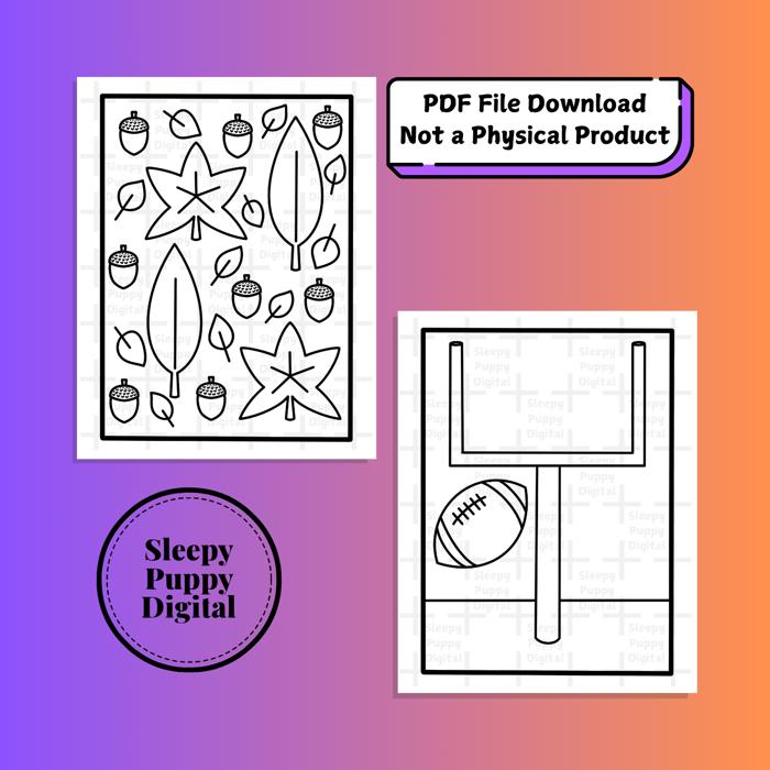 Fall Coloring Pages | Digital PDF File Download | 12 Fall Themed Coloring Pages