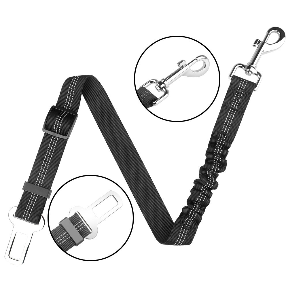 Adjustable Shock Absorbing Dog Leash Seat Belt