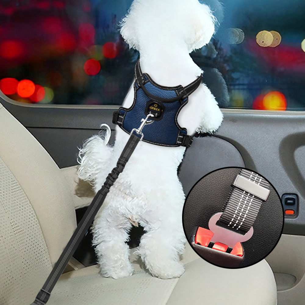 Adjustable Shock Absorbing Dog Leash Seat Belt