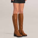  Knee High Boots Chunky Heels Elastics Side Zipper Closure