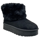  SOBEYO Women's Platform Booties Fur Lining Pull-On Cuff