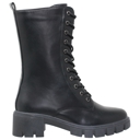 Black Faux Leather Size 6 Women's Chunky Platform Lace-up Boots