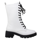 White Faux Leather Size 5.5 Women's Chunky Platform Lace-up Boots