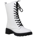 White Faux Leather Size 8 Women's Chunky Platform Lace-up Boots