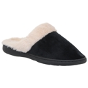 Black Size 8 Fuzzy Clog Slippers Closed Toe Flats Two-Tone Fur-Collar