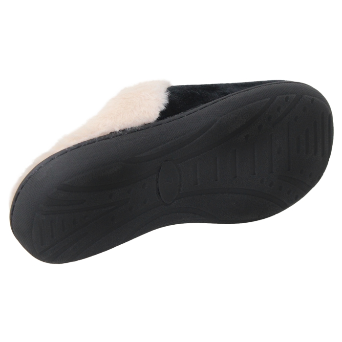 Fuzzy Clog Slippers Closed Toe Flats Two-Tone Fur-Collar