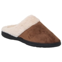 Brown Size 8 Fuzzy Clog Slippers Closed Toe Flats Two-Tone Fur-Collar