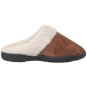 Brown Size 8 Fuzzy Clog Slippers Closed Toe Flats Two-Tone Fur-Collar