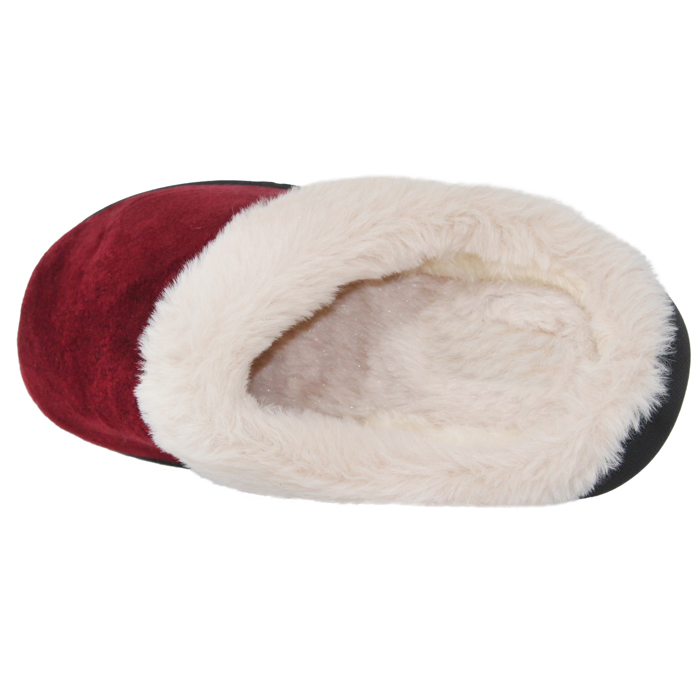 Fuzzy Clog Slippers Closed Toe Flats Two-Tone Fur-Collar
