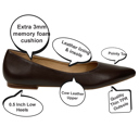  Genuine Leather Pointed Toe Flats Memory Foam Cushion