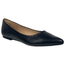 Black Leather One Size 5 Genuine Leather Pointed Toe Flats Memory Foam Cushion