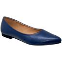 Navy Blue Leather Size 10 Genuine Leather Pointed Toe Flats Memory Foam Cushion