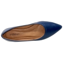 Navy Blue Leather Size 10 Genuine Leather Pointed Toe Flats Memory Foam Cushion