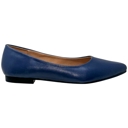 Navy Blue Leather Size 10 Genuine Leather Pointed Toe Flats Memory Foam Cushion