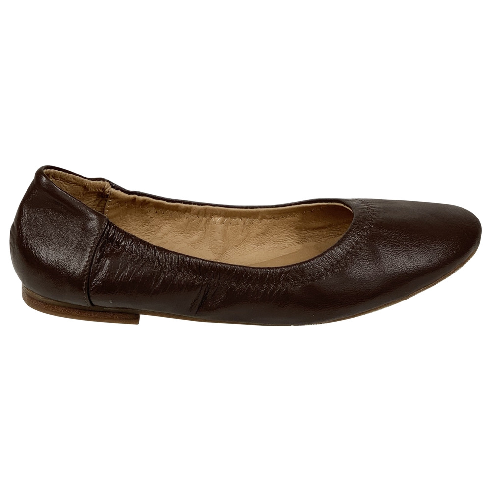 Genuine Leather  Ballet Flats Round Toe Elastic