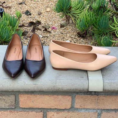 Genuine Leather Pointed Toe Flats Memory Foam Cushion