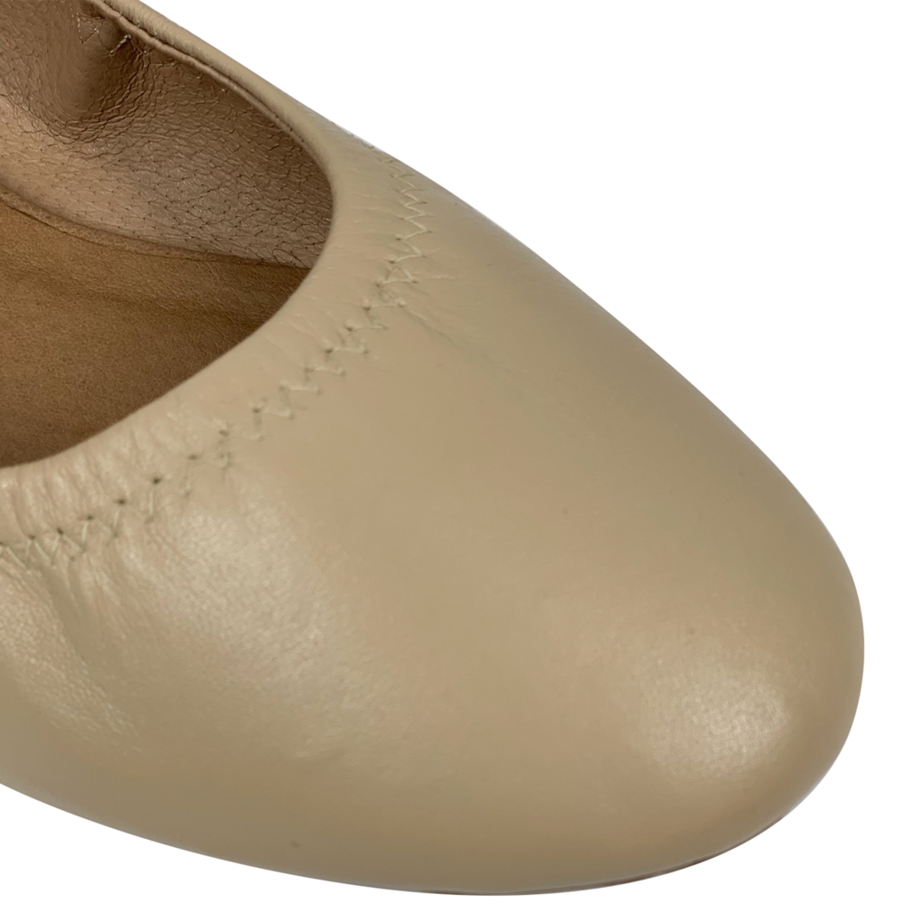 Genuine Leather  Ballet Flats Round Toe Elastic