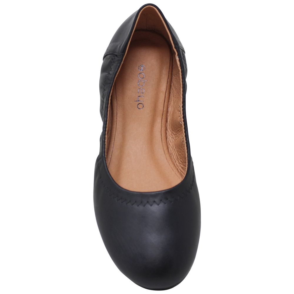 Genuine Leather  Ballet Flats Round Toe Elastic