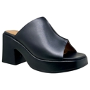 Black Leather Size 4 SOBEYO Genuine Leather One-Band Platform Sandals Bell-Shape Chunky Heels