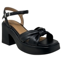  SOBEYO Genuine Leather Criss-Cross Sandals Bell-Shape Chunky Heels