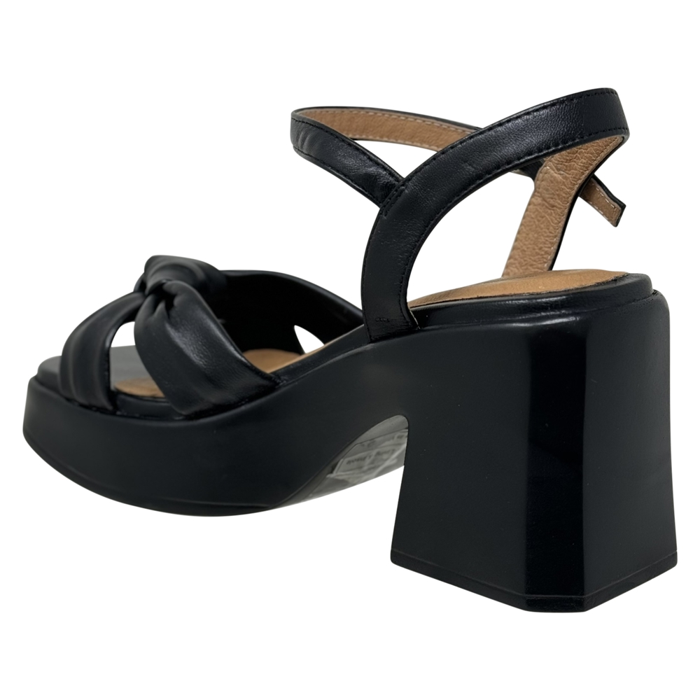 SOBEYO Genuine Leather Criss-Cross Sandals Bell-Shape Chunky Heels