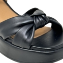 Black Leather Size 5 SOBEYO Genuine Leather Criss-Cross Sandals Bell-Shape Chunky Heels