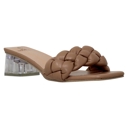 Tan Size 8.5 SOBEYO Women's Strappy Low Clear Heels Sandals Braided