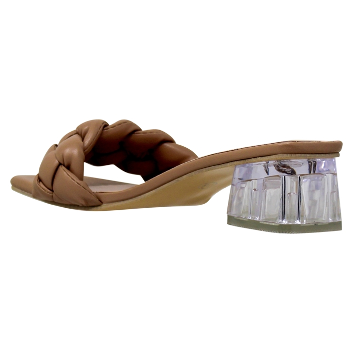 SOBEYO Women's Strappy Low Clear Heels Sandals Braided