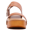 Tan Size 8 Slide Double Buckle Adjustable Straps Platform Sandals