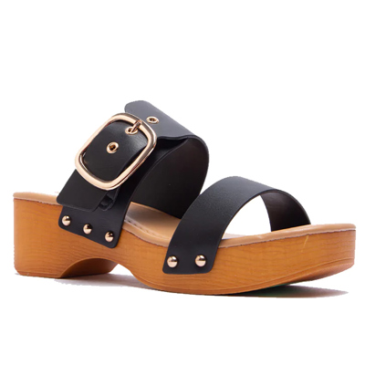 Slide Double Buckle Adjustable Straps Platform Sandals