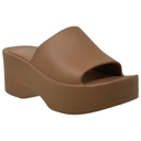 Light Brown Size 5 SOBEYO Women's One Band Slide Wedge Platform Sandals