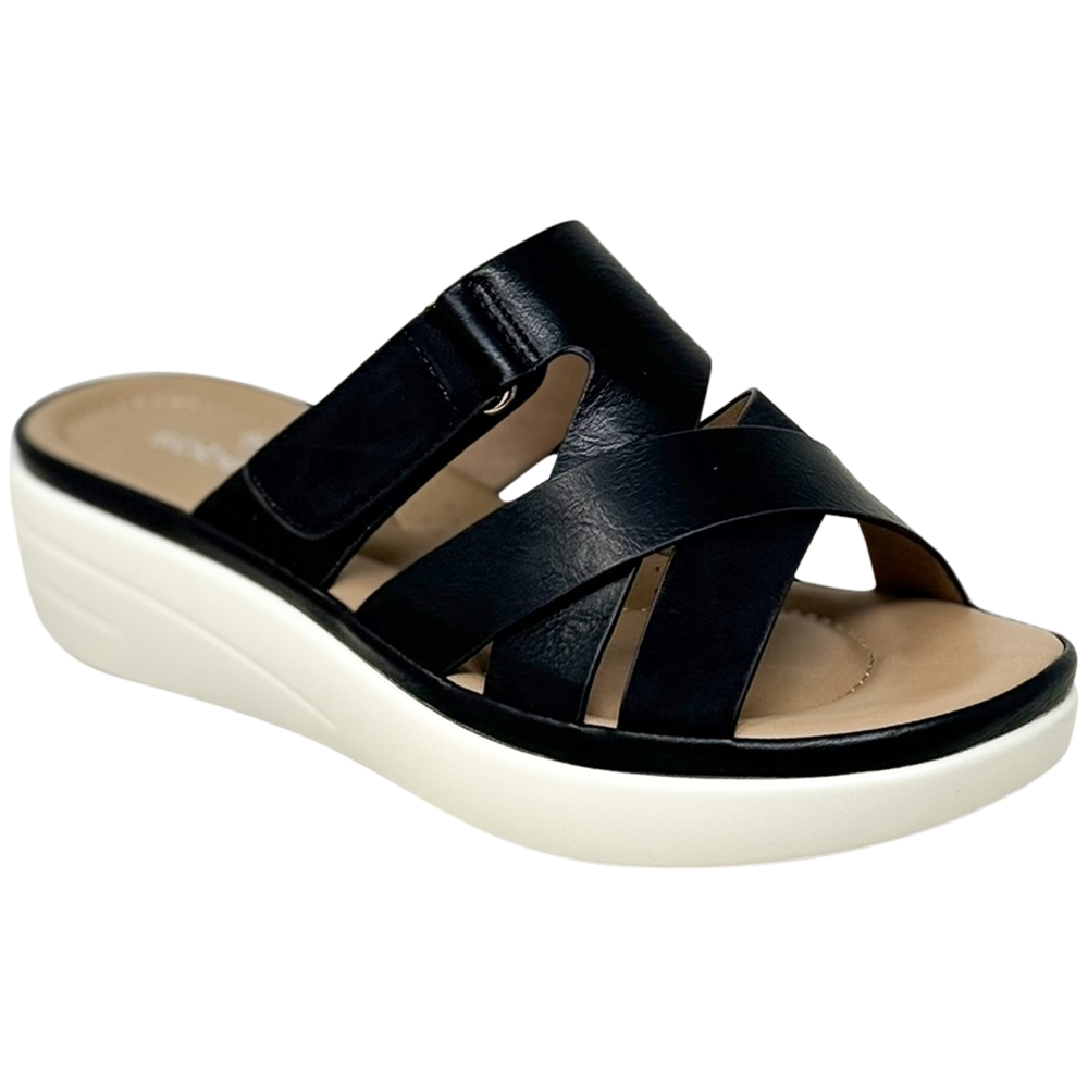 SOBEYO Women's Platform Sandals Strappy Buckle Accent