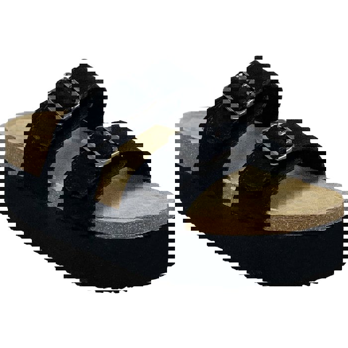 SOBEYO Women's Cow Suede Cork Footbed Platform Sandals
