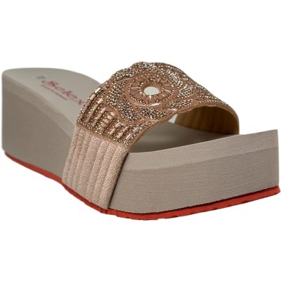 Women's Slide Sandals Floral Beaded Rhinestone Strap Lightweight