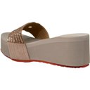 Gold Size 8 Women's Slide Sandals Floral Beaded Rhinestone Strap Lightweight