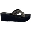 Black Size 8 Women's Rhinestone Crisscross Strap Slide Wedge Sandals
