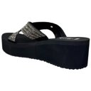 Black Size 8 Women's Rhinestone Crisscross Strap Slide Wedge Sandals
