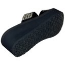 Black Size 8 Women's Rhinestone Crisscross Strap Slide Wedge Sandals