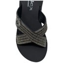 Black Size 8 Women's Rhinestone Crisscross Strap Slide Wedge Sandals