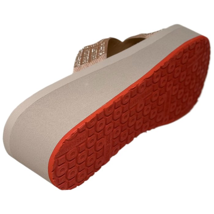Women's Rhinestone Crisscross Strap Slide Wedge Sandals