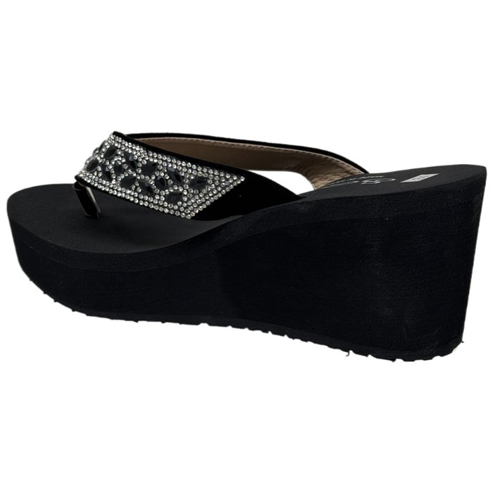 Women's Rhinestone Wedge Flip Flops Sparkling Beaded Strap