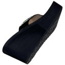 Black Size 8 Women's Rhinestone Wedge Flip Flops Sparkling Beaded Strap